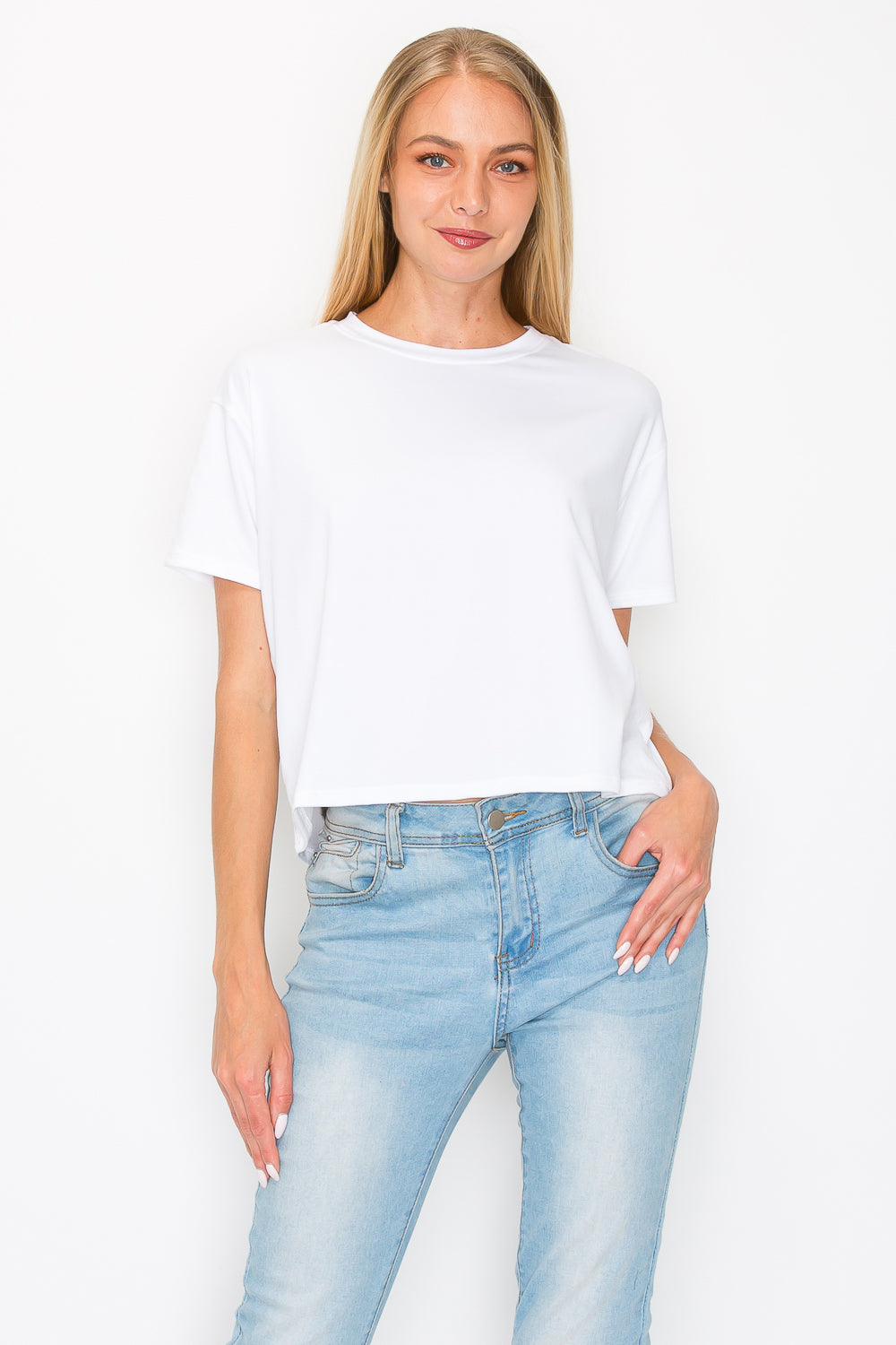 Boxy Short Sleeve Crop Top - White