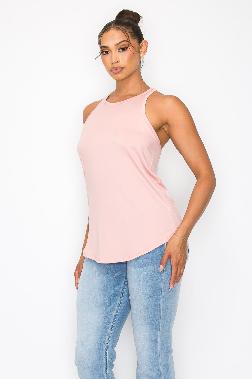 Strappy Y Back Tank Top - Rose
