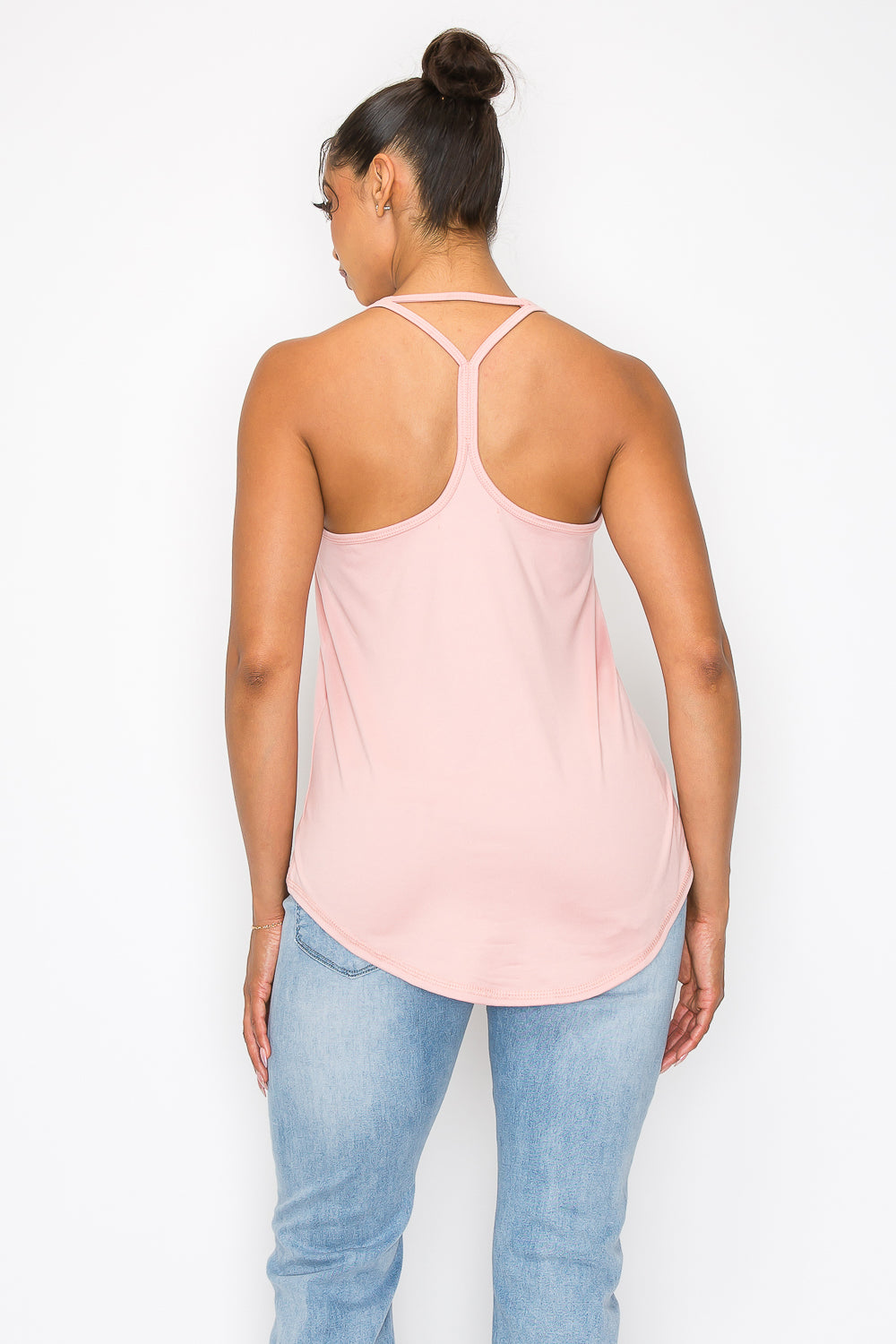 Strappy Y Back Tank Top - Rose