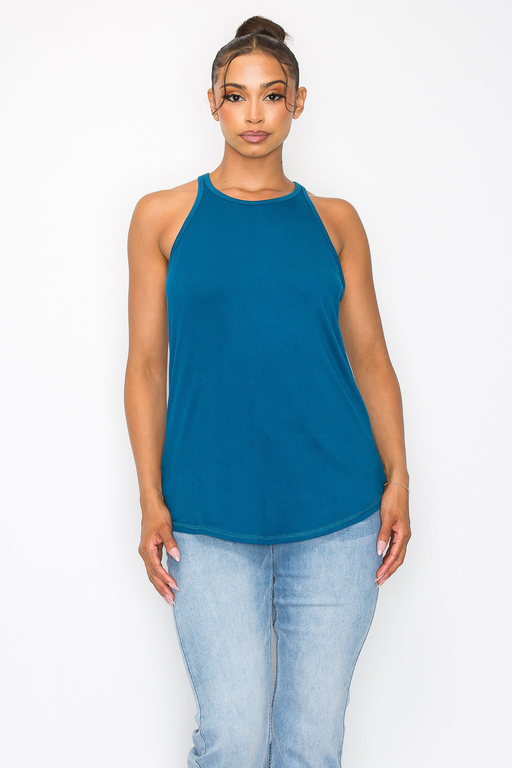 Strappy Y Back Tank Top - Teal