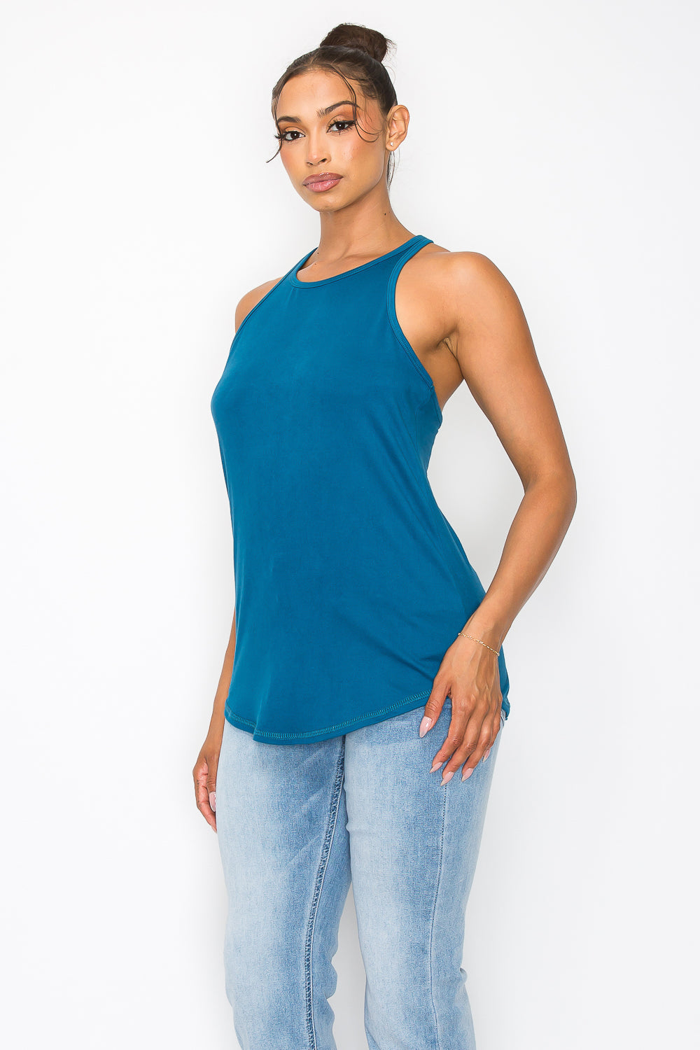 Strappy Y Back Tank Top - Teal