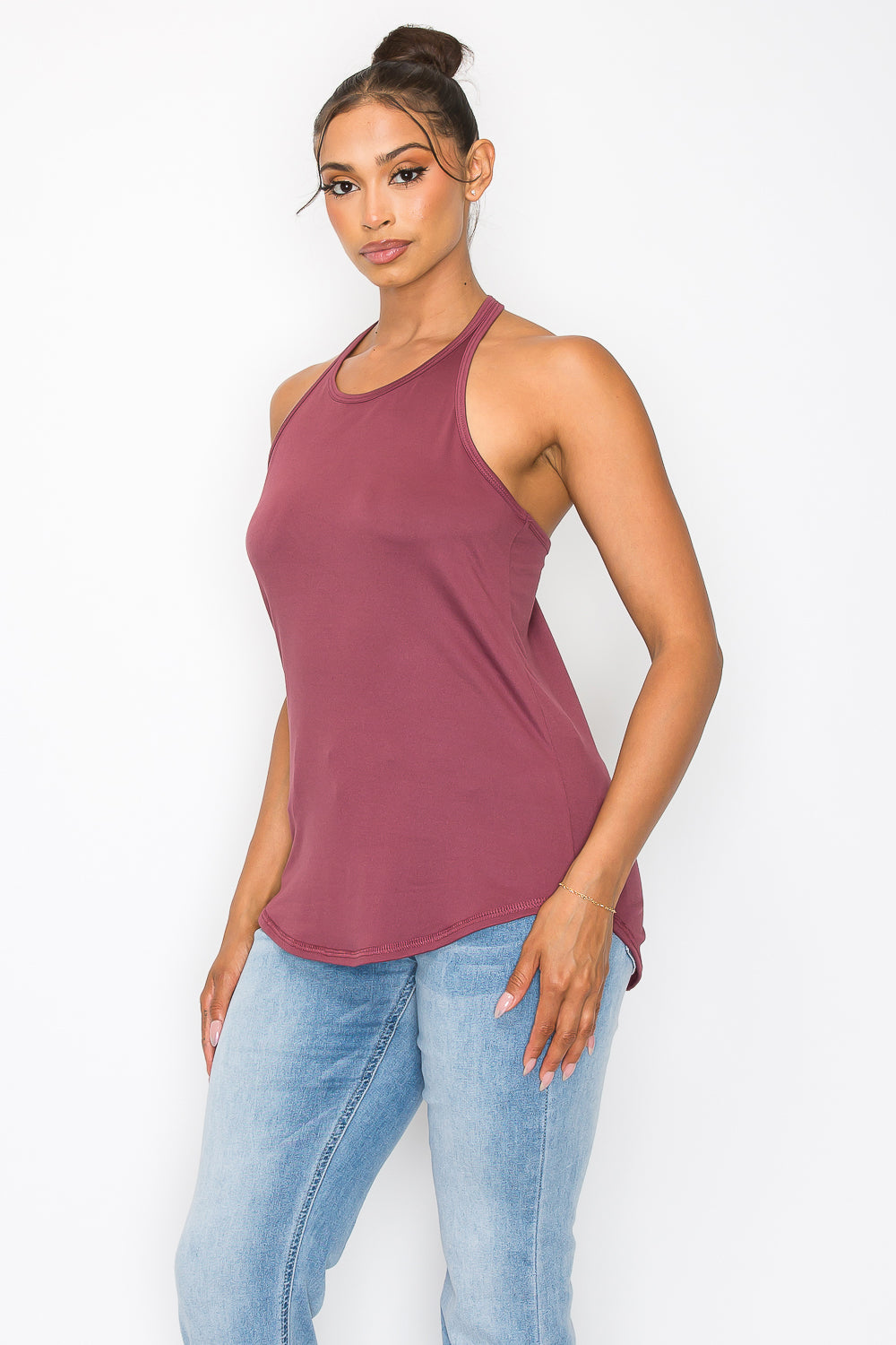 Strappy Y Back Tank Top - Berry