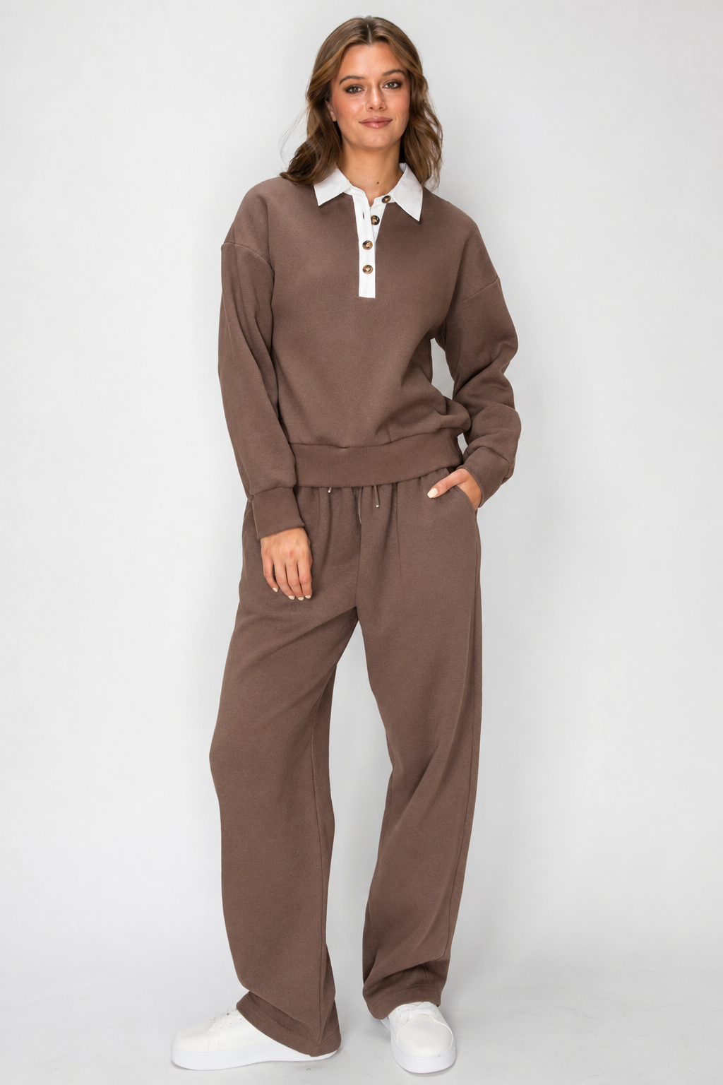 Ellis Collared Fleece Pullover- Brown (Pack XS-S-M-L 1-2-2-1)
