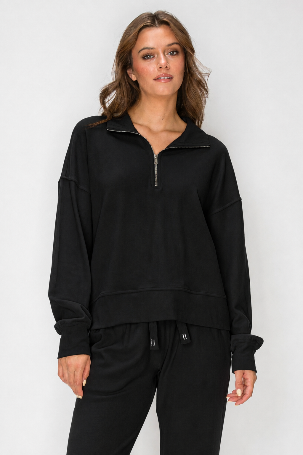 Monroe Quarter-Zip Pullover- Black (Pack XS-S-M-L 1-2-2-1)
