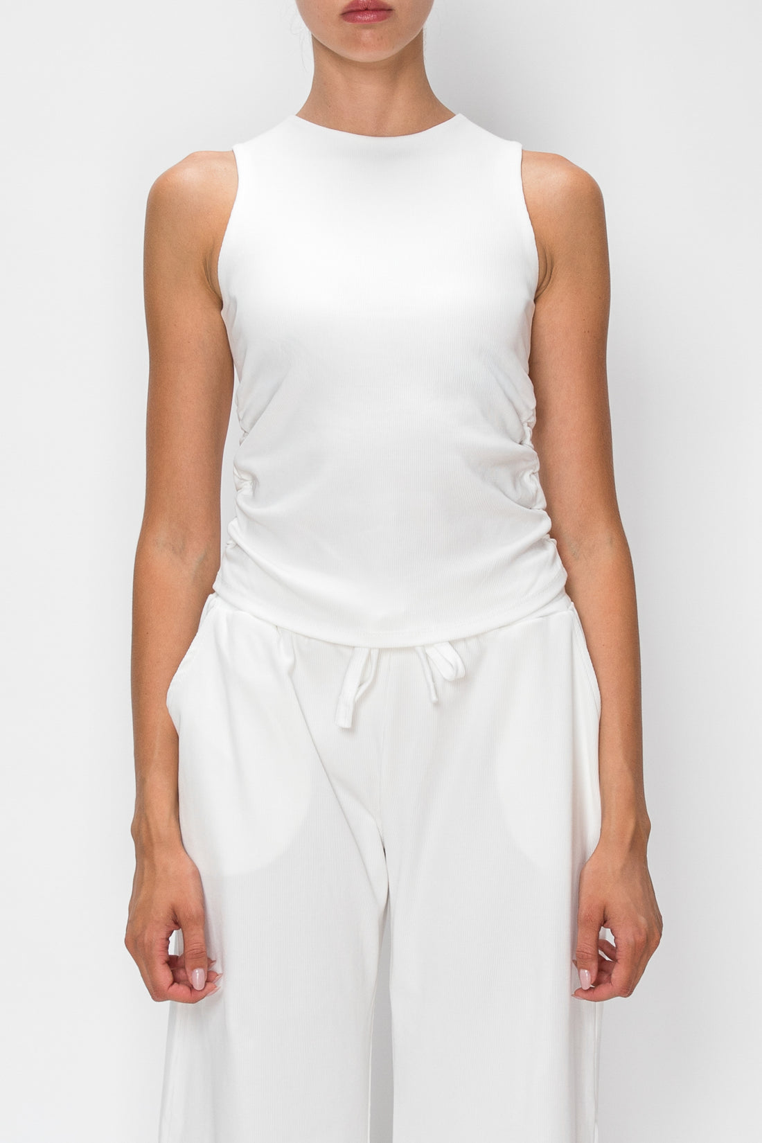 Micro Rib Side Ruched Tank by Knit Riot