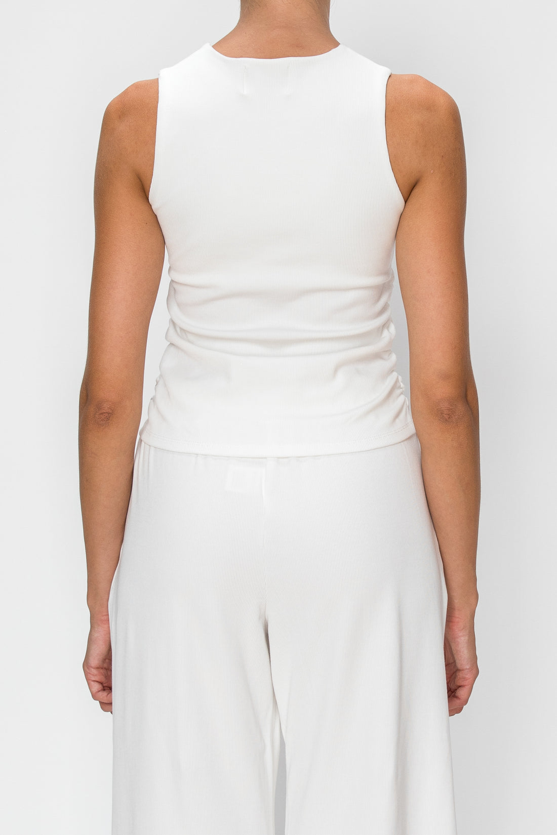 Micro Rib Side Ruched Tank by Knit Riot