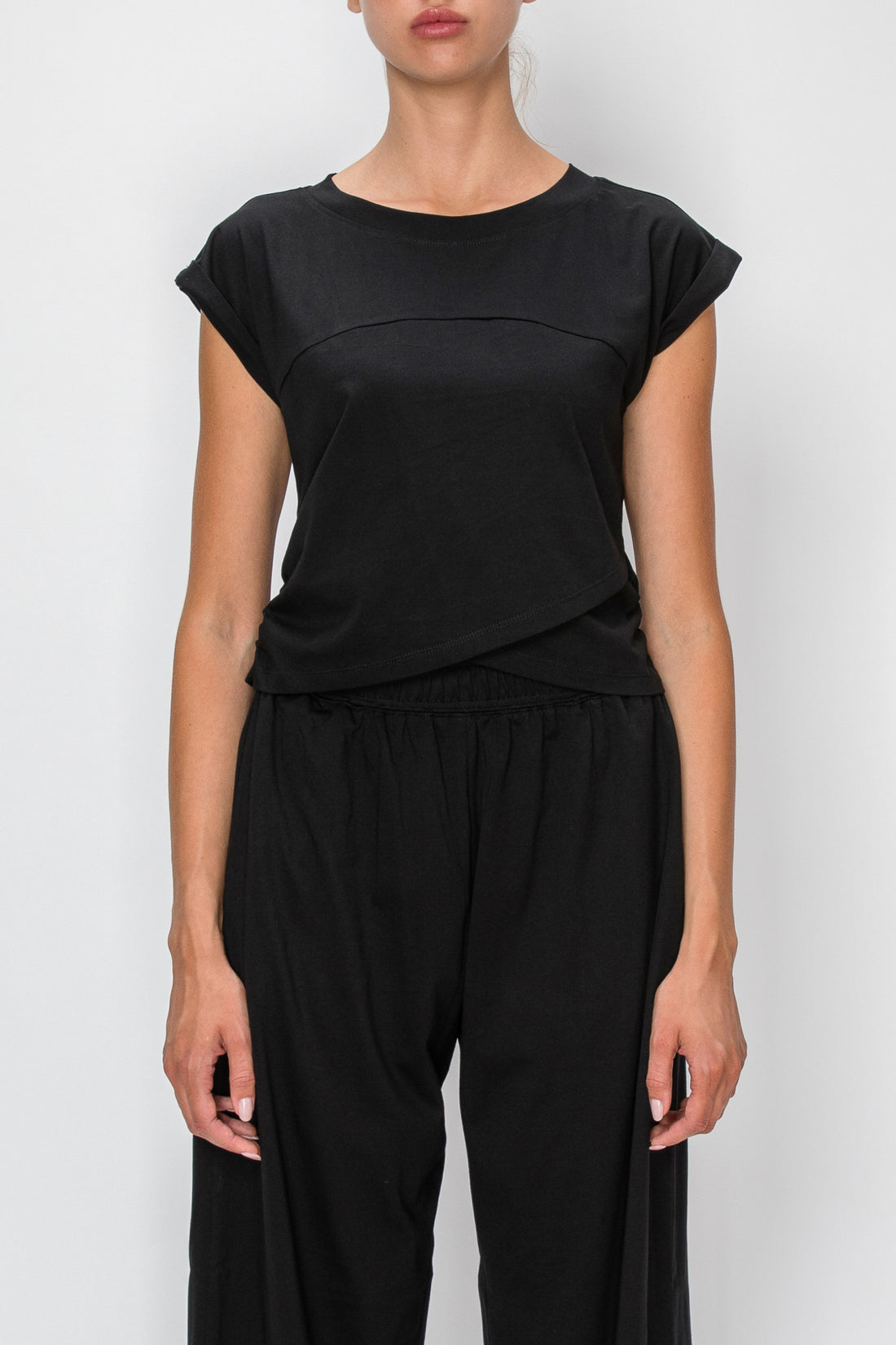 Cross Over Sleeveless Tee by Knit Riot