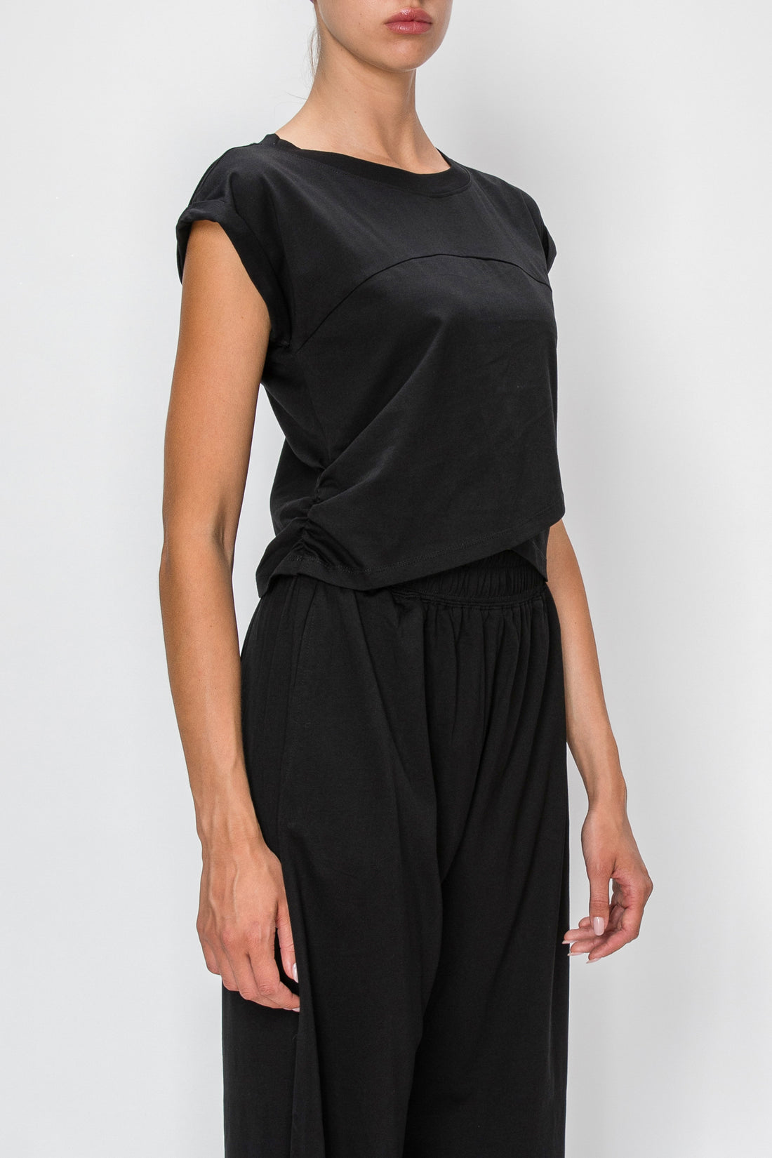 Cross Over Sleeveless Tee by Knit Riot