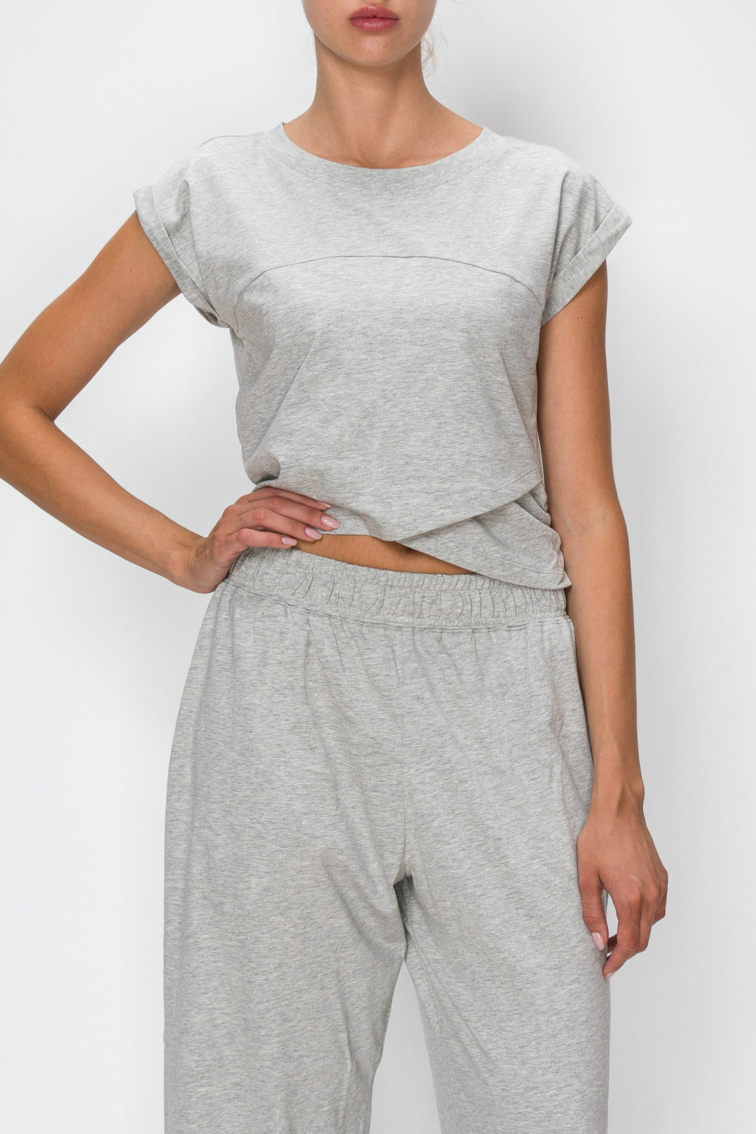 Cross Over Sleeveless Tee- Heather Gray (Pack XS-S-M-L 1-2-2-1)