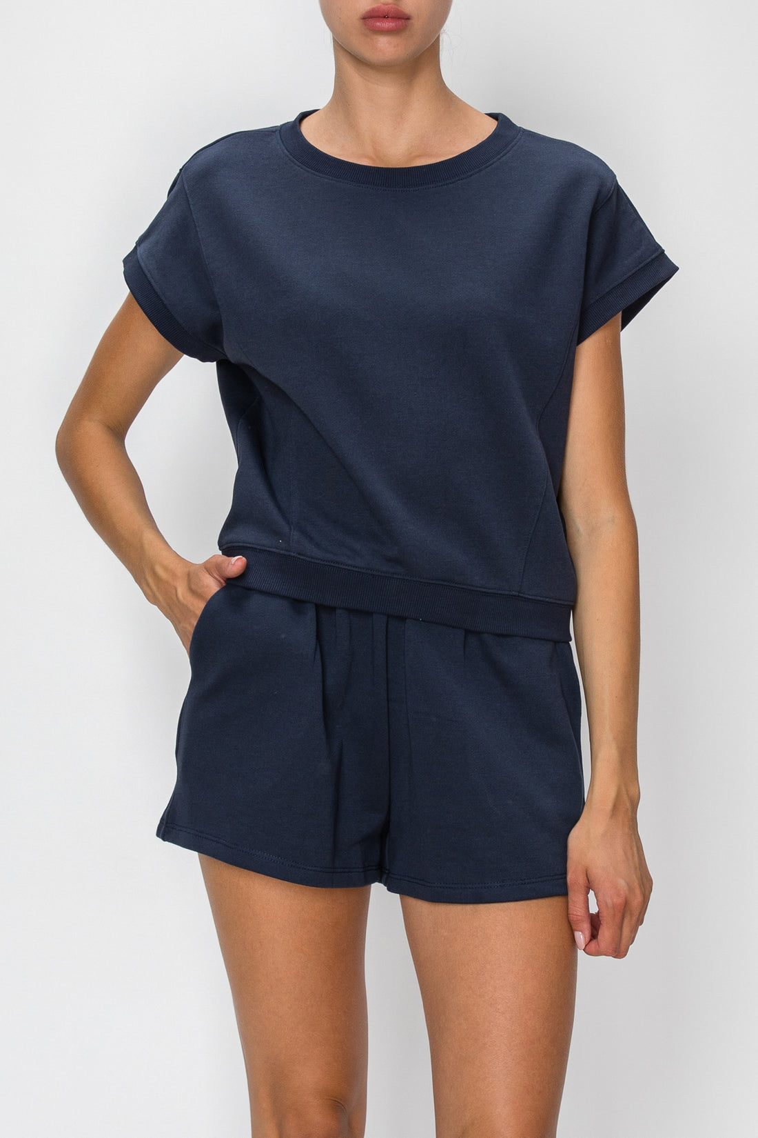 French Terry Anchor Shorts- Navy (Pack XS-S-M-L 1-2-2-1)