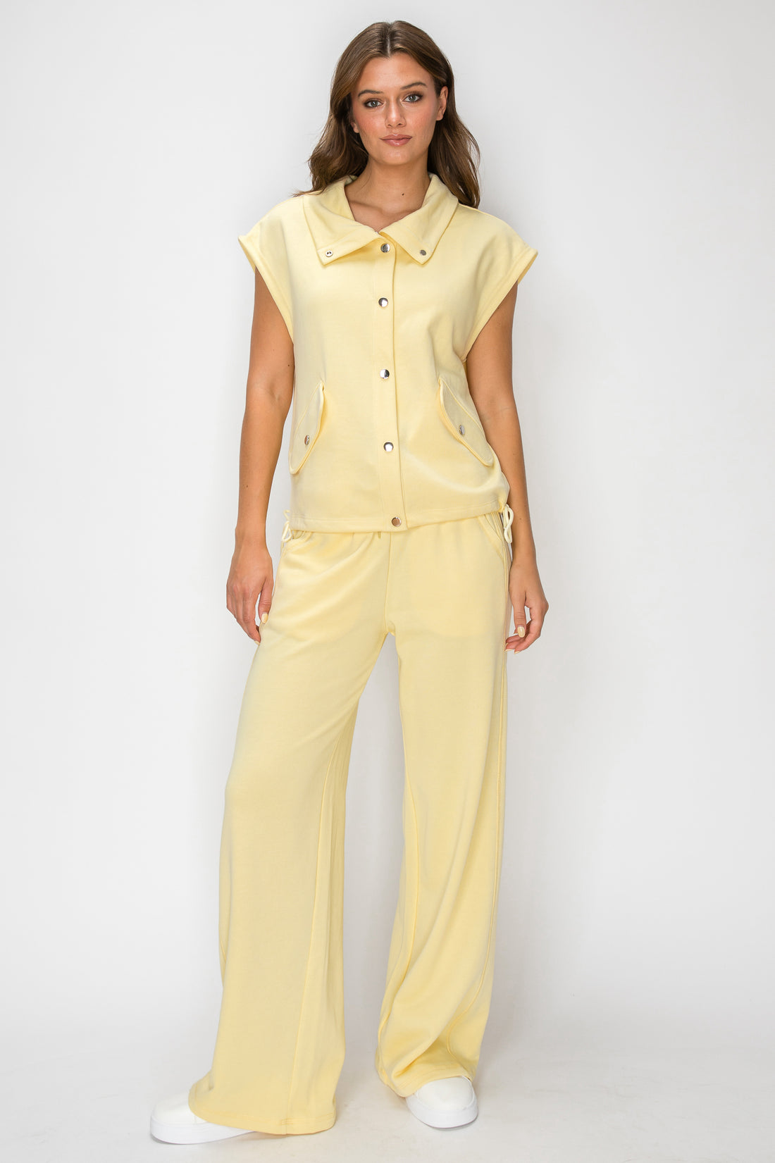 Button Down French Terry Vest