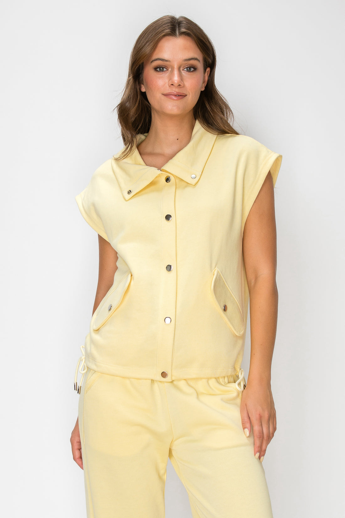 Button Down French Terry Vest