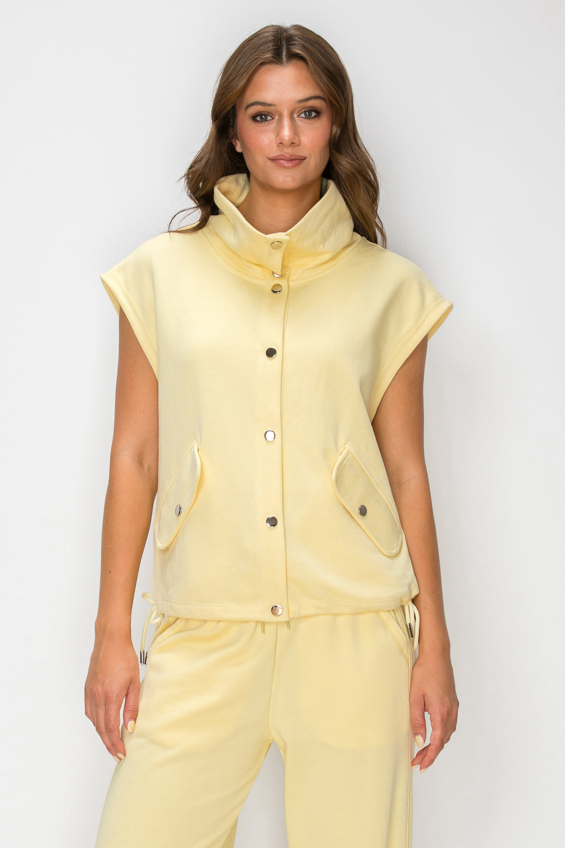 Button Down French Terry Vest