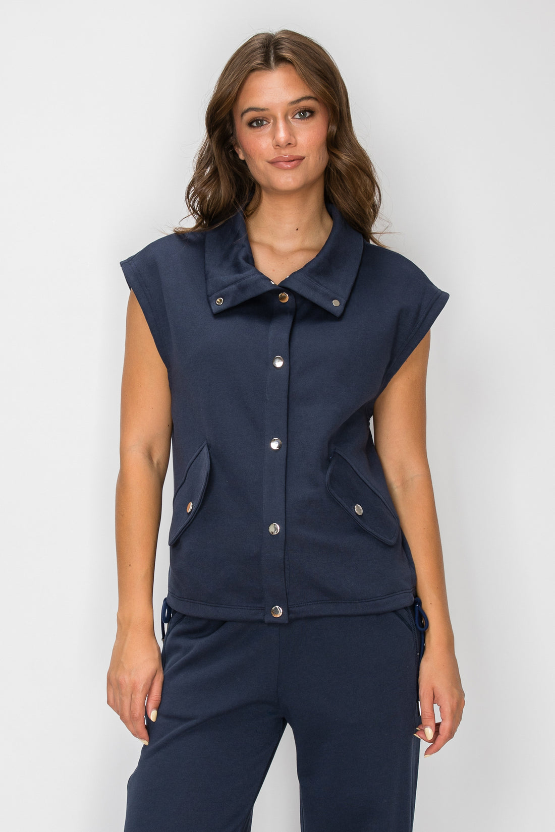 Button Down French Terry Vest