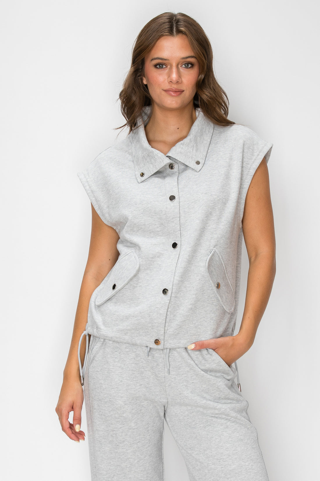 Button Down French Terry Vest