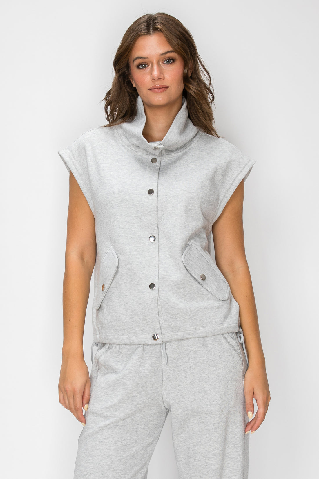 Button Down French Terry Vest