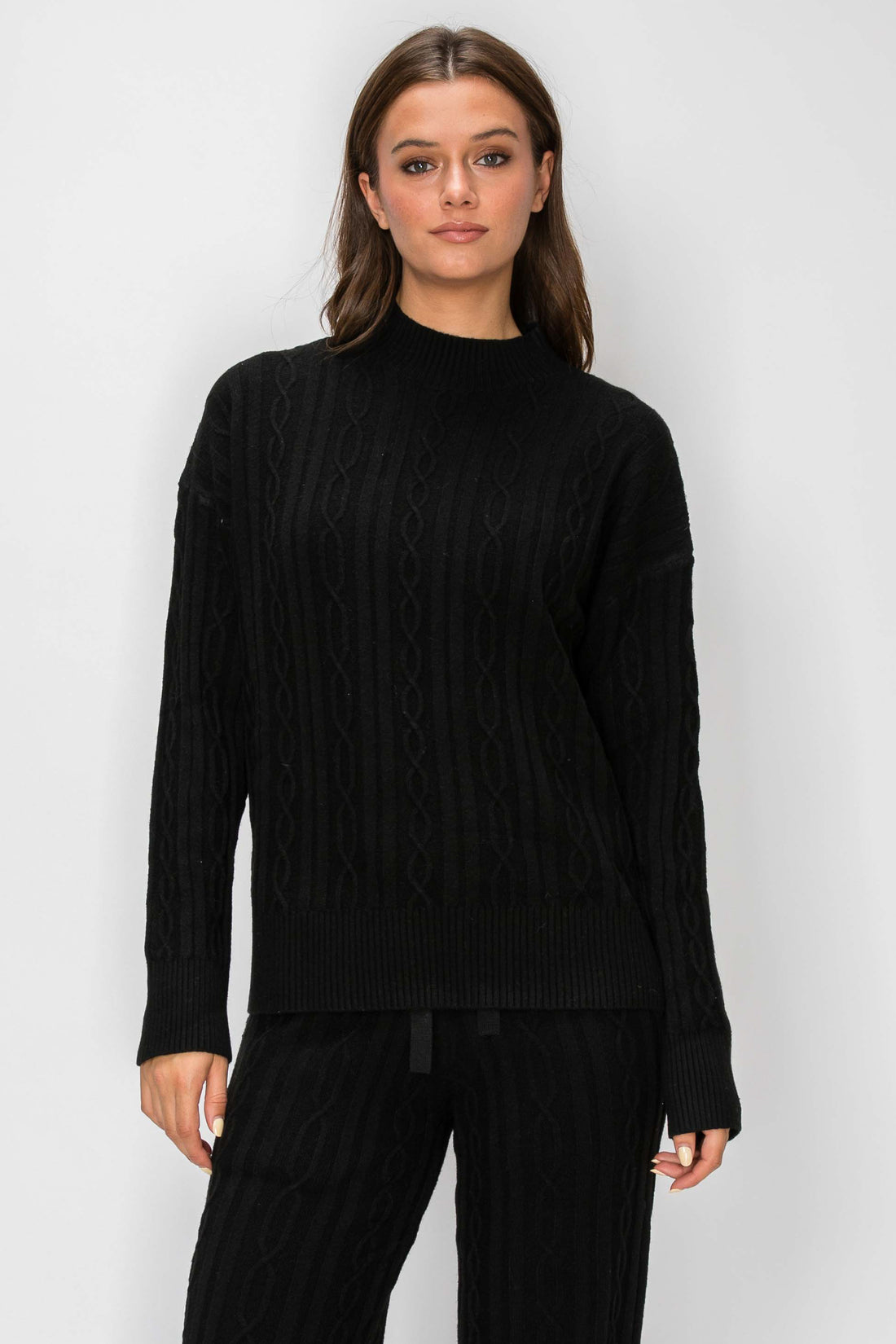 Sierra Cable-Knit Mock Neck