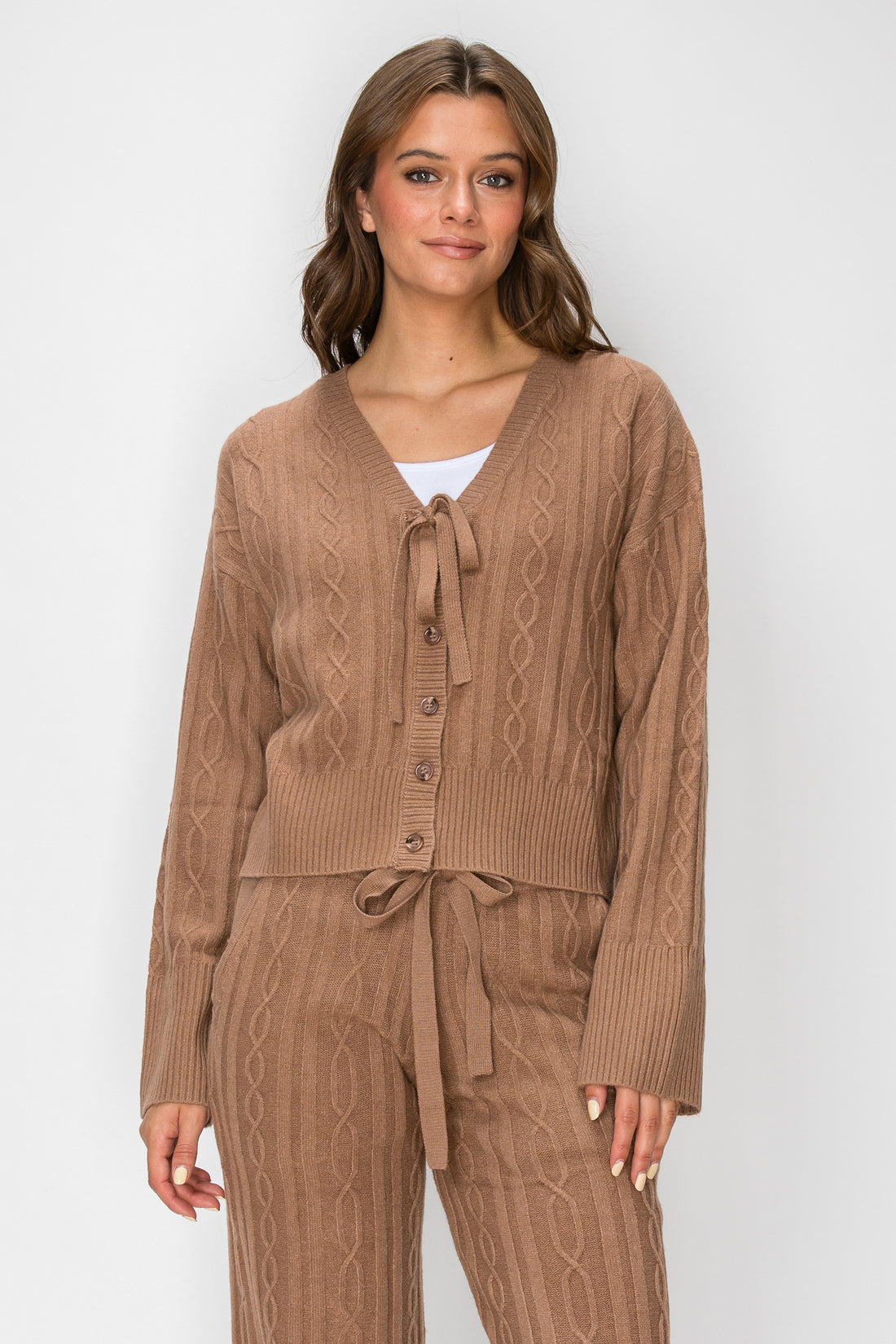 Sierra Tie-Front Cable-Knit Cardigan