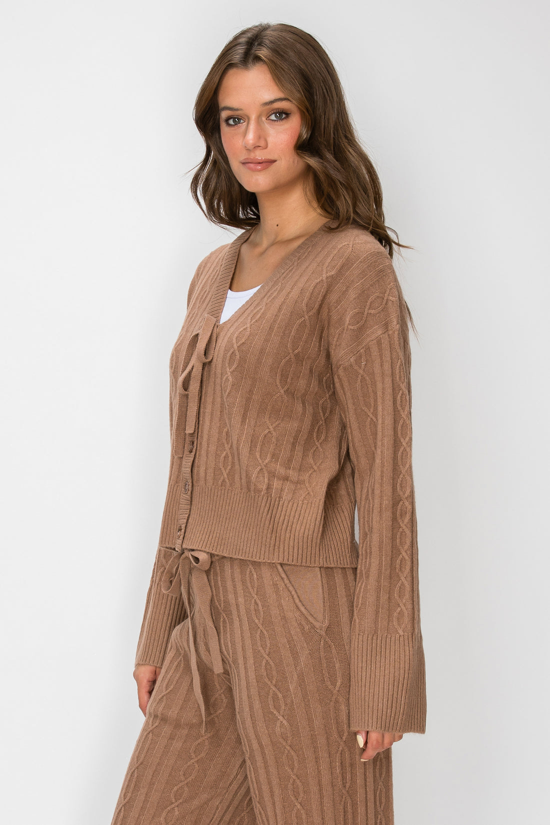 Sierra Tie-Front Cable-Knit Cardigan