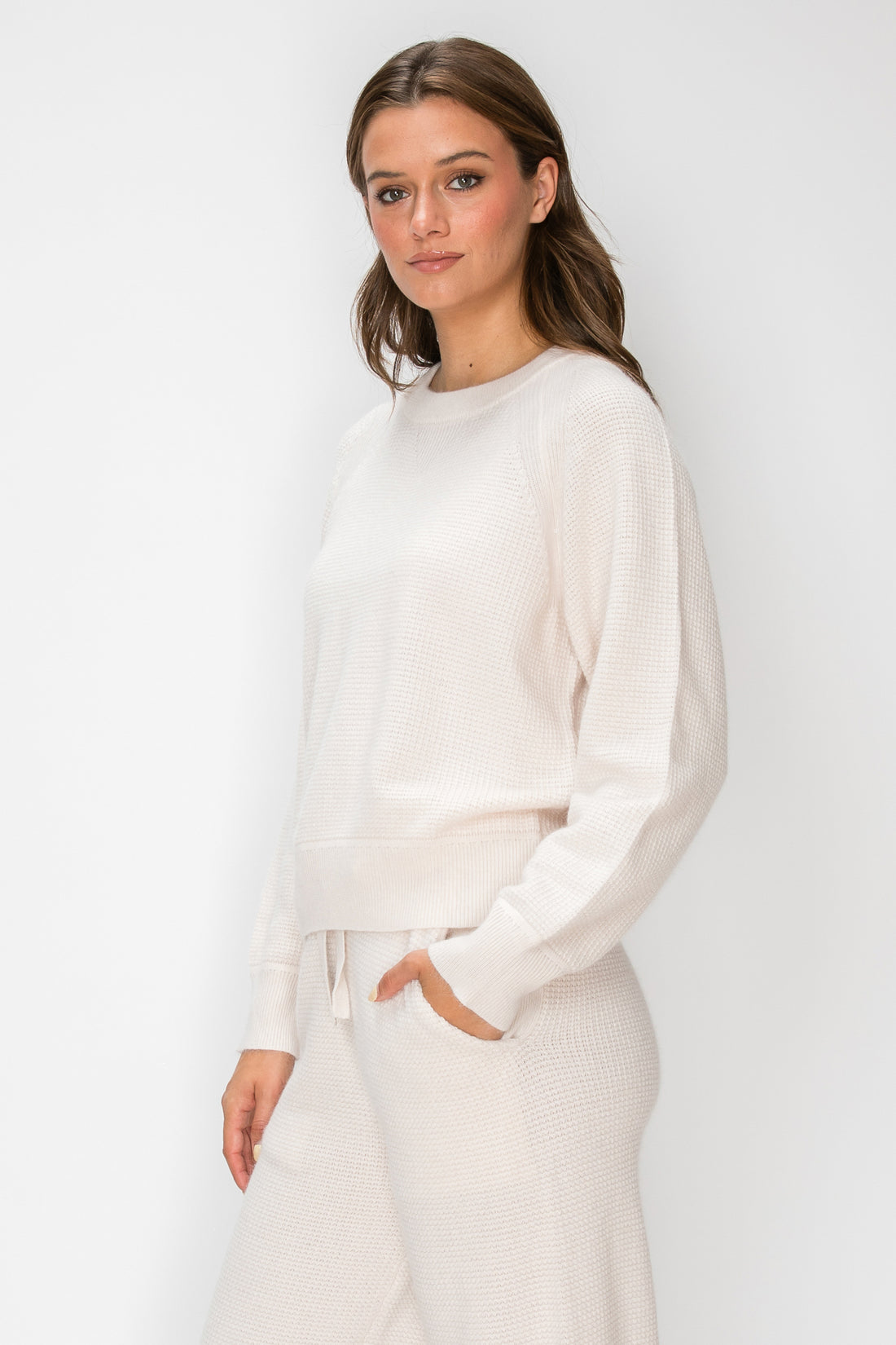 Angora Cashmere Waffle Pullover