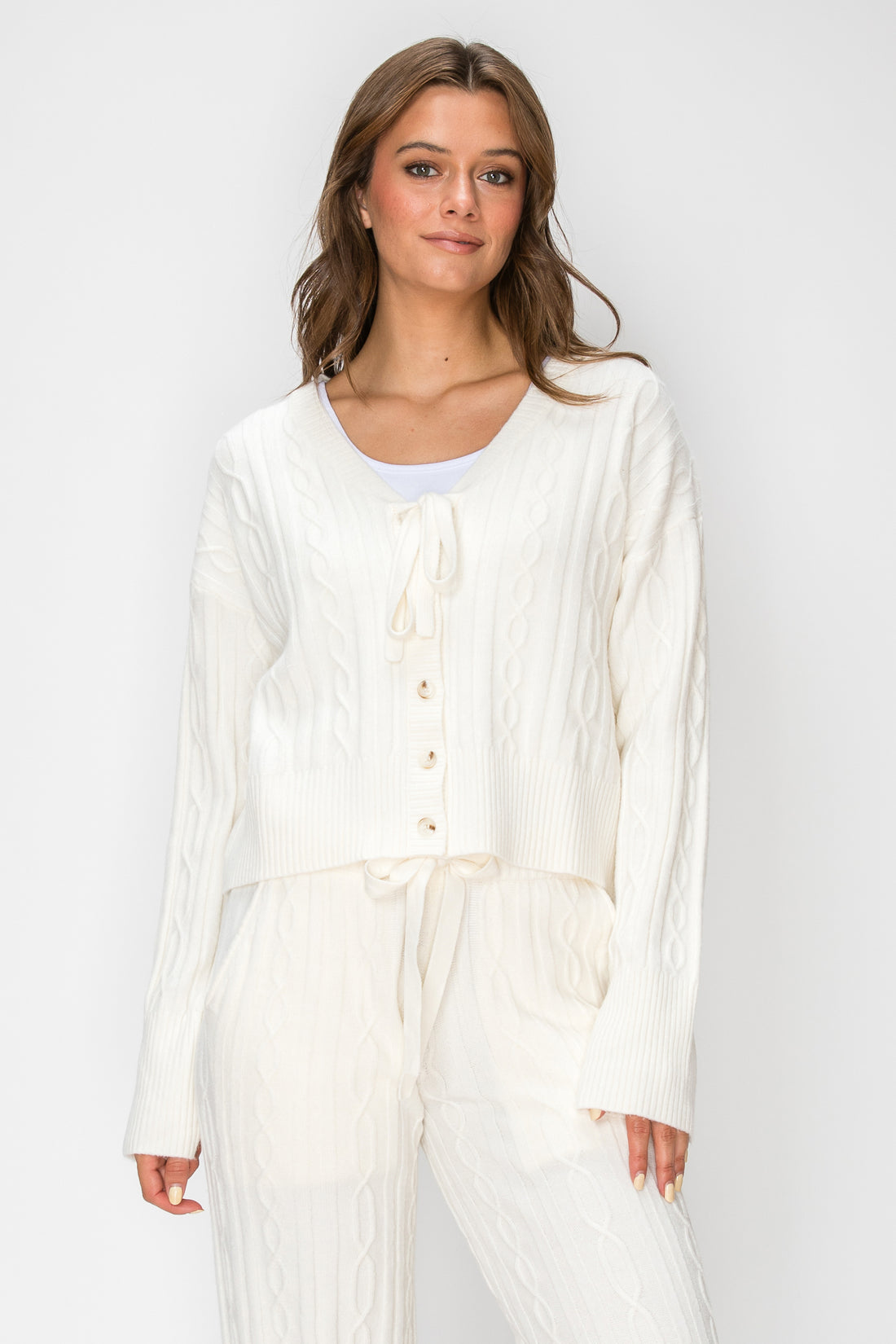 Sierra Tie-Front Cable-Knit Cardigan