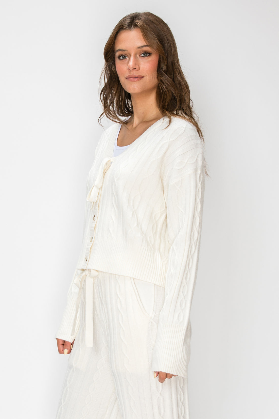 Sierra Tie-Front Cable-Knit Cardigan