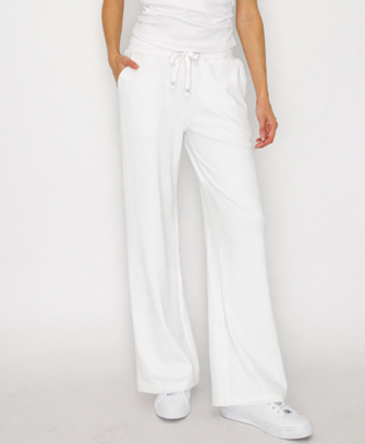 Micro Rib Relaxed-Leg Pants