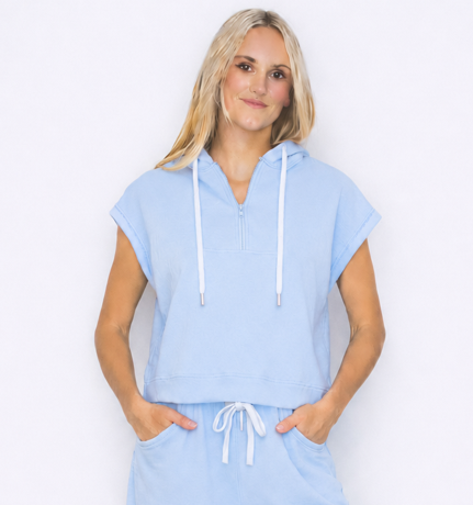 Quarter Zip Hoodie Vest- Blue (Pack XS-S-M-L 1-2-2-1)