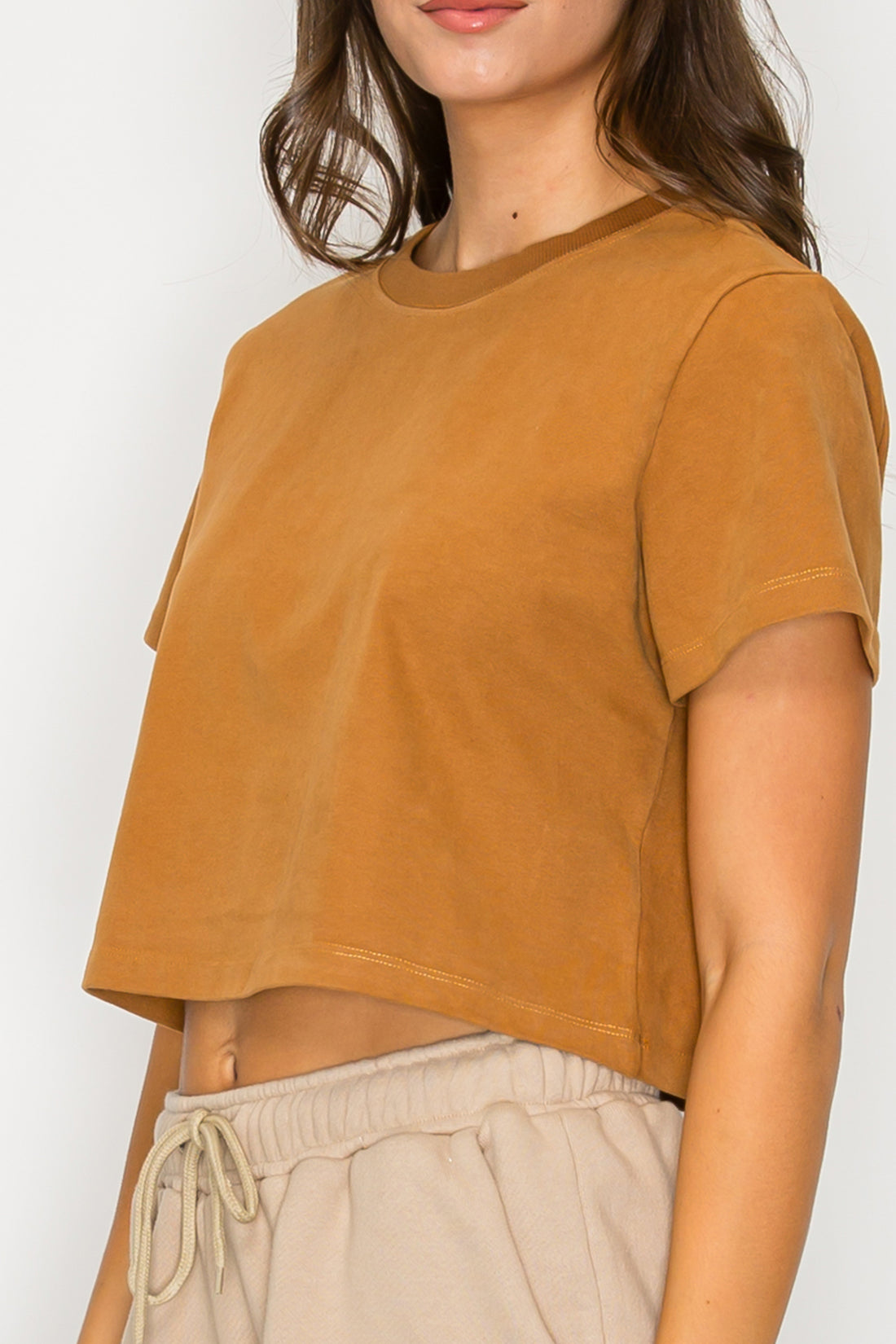 Harbor Crop Tee- Camel (Pack S-M-L 2-2-2)