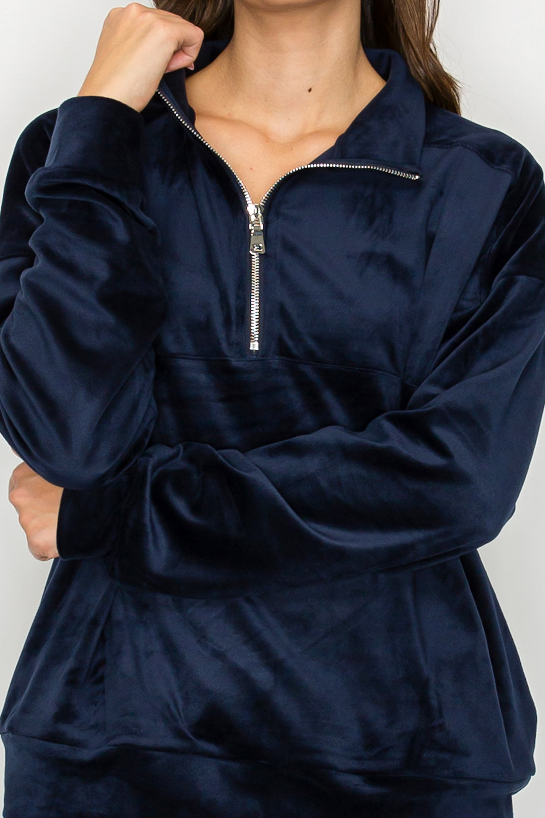 Velour Quarter-Zip Pullover