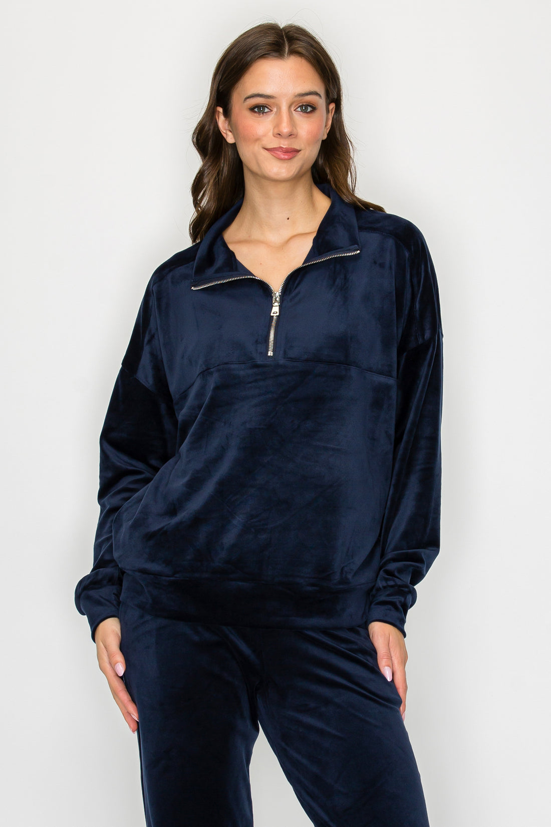 Velour Quarter-Zip Pullover