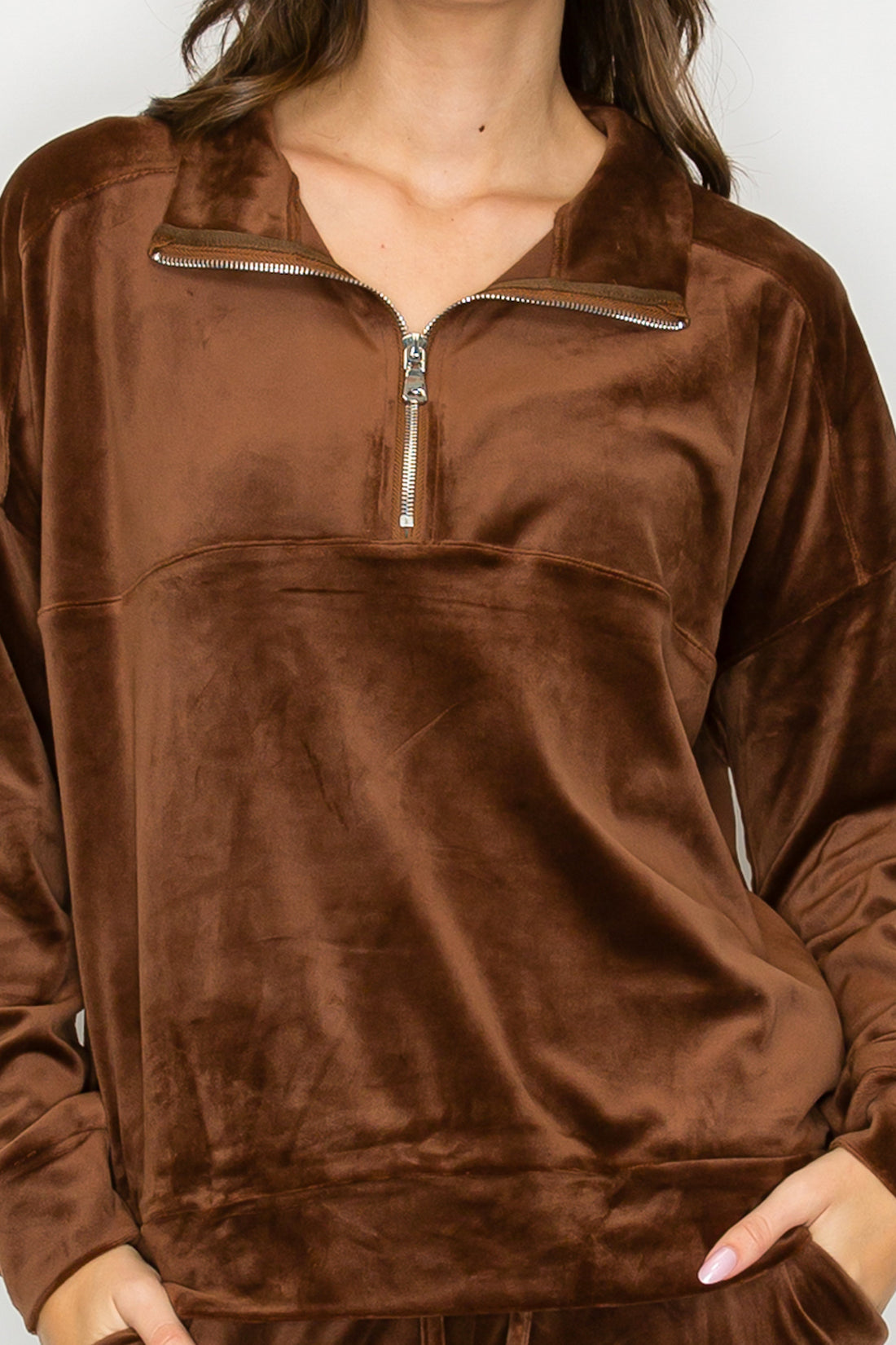 Velour Quarter-Zip Pullover