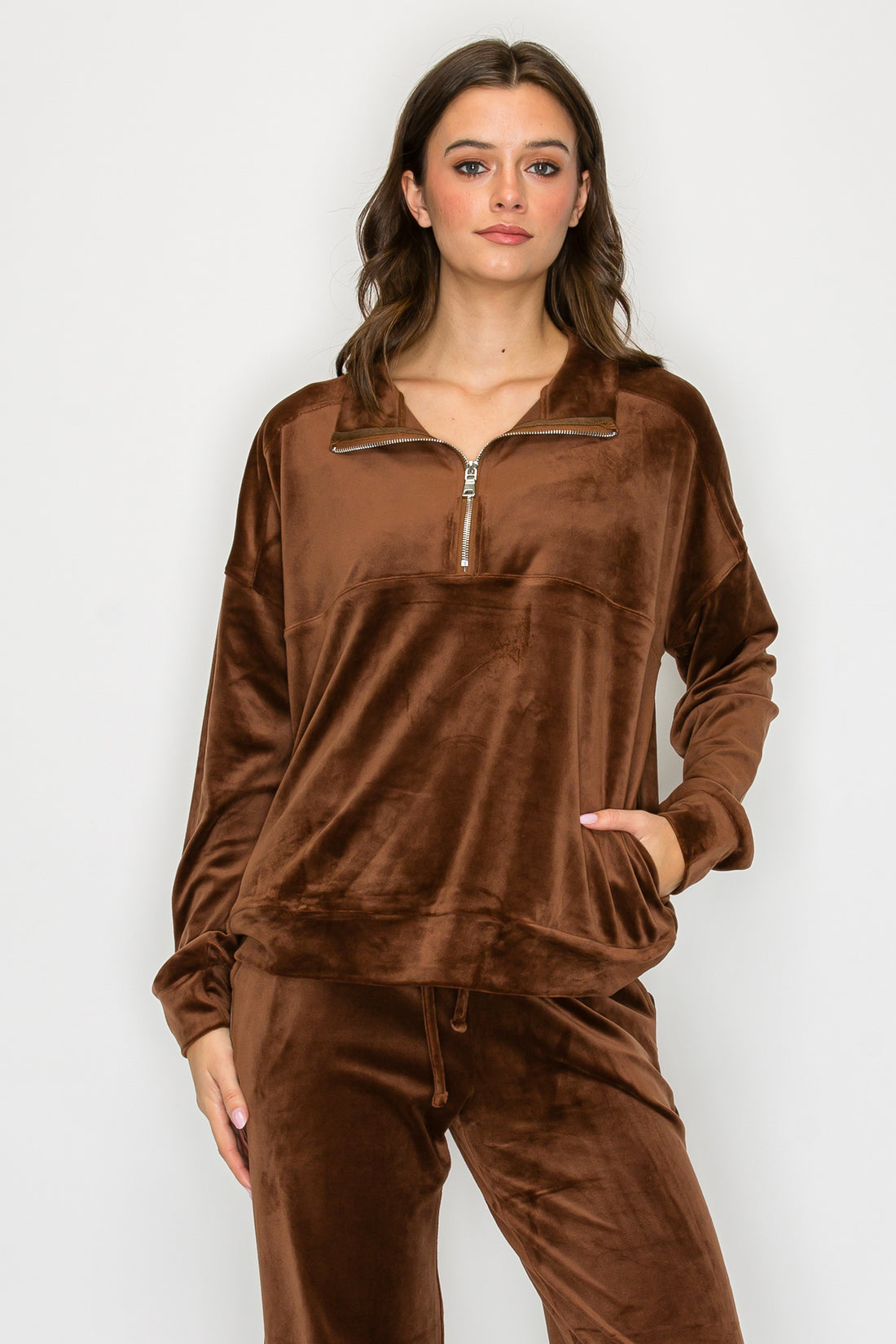 Velour Quarter-Zip Pullover
