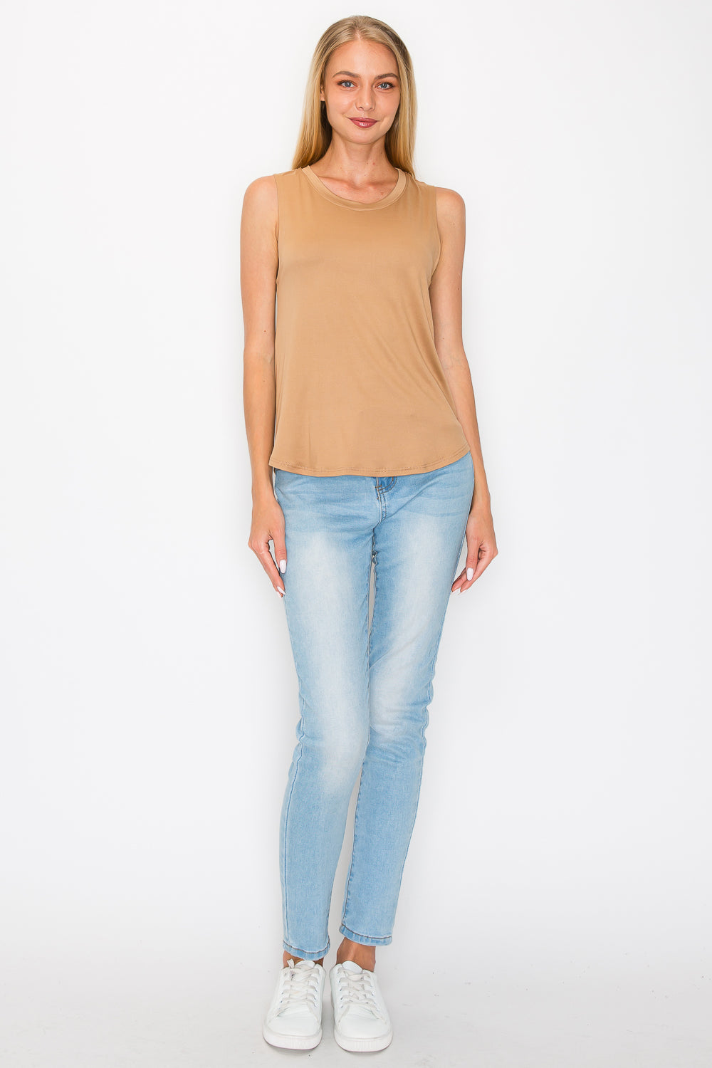 Slim Fit Basic Tank Top - Camel