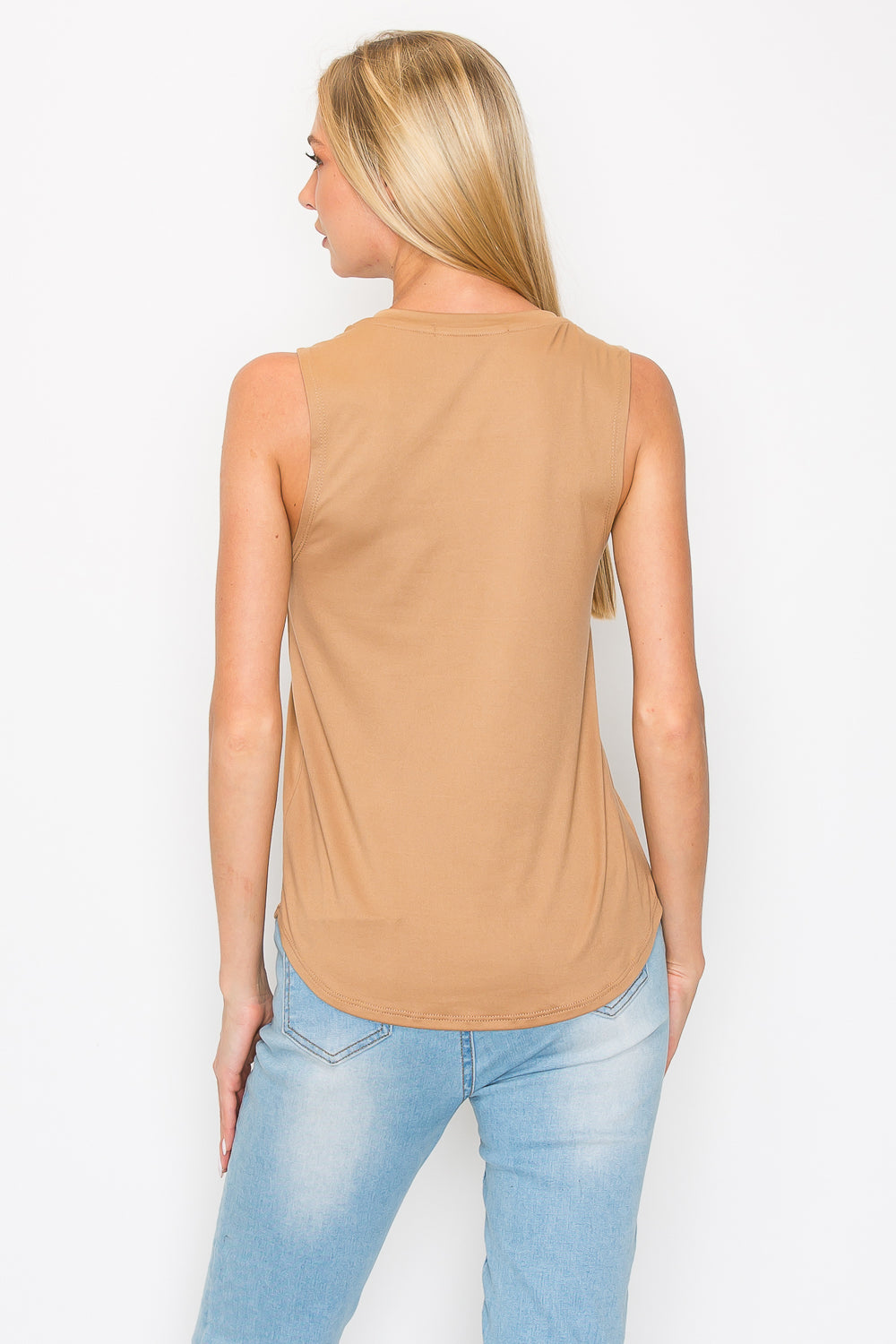 Slim Fit Basic Tank Top - Camel