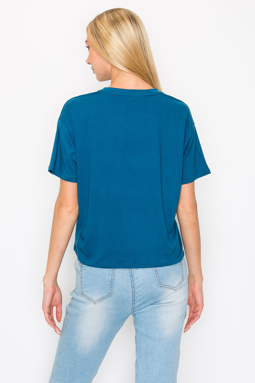 Boxy Short Sleeve Crop Top - Teal