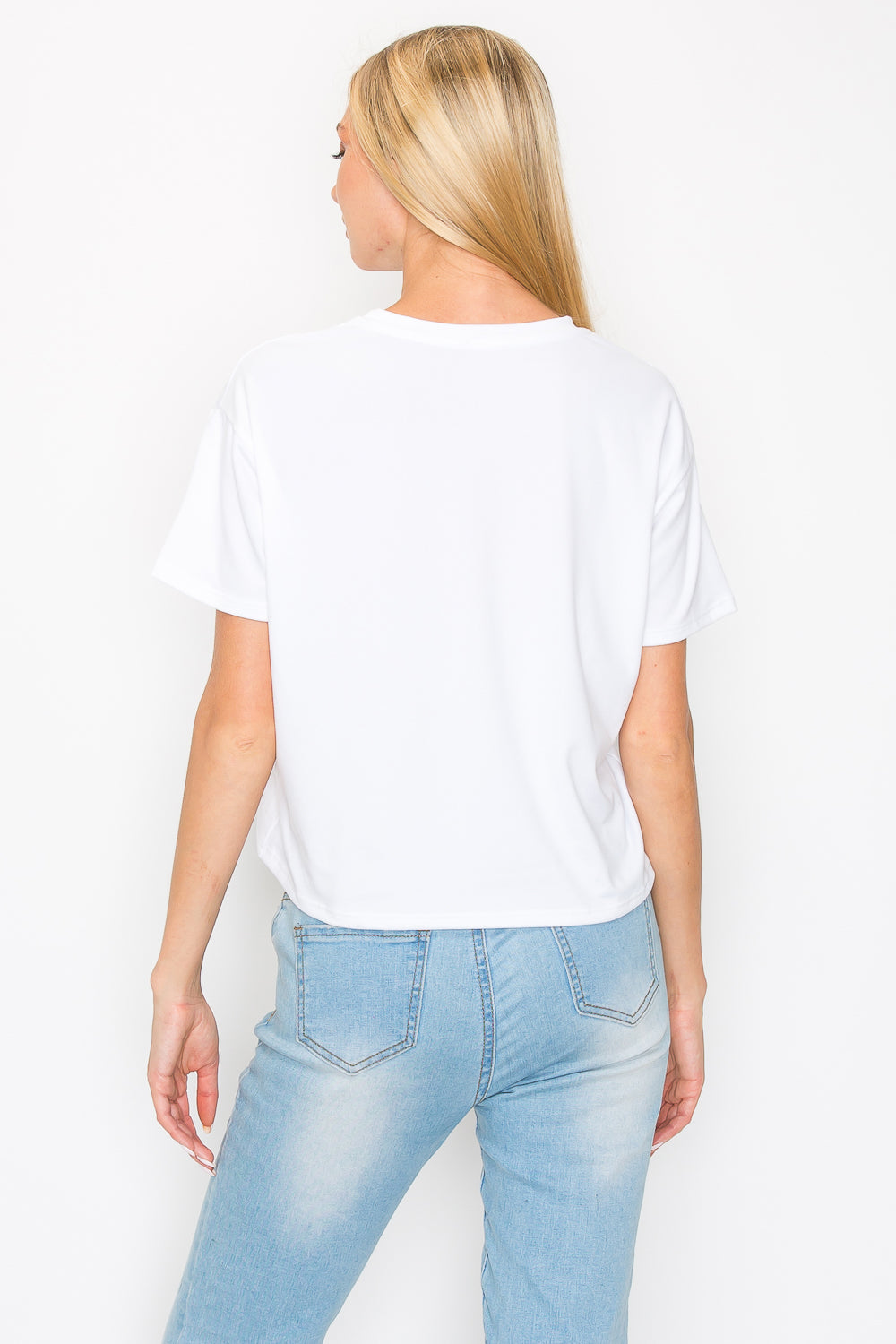 Boxy Short Sleeve Crop Top - White