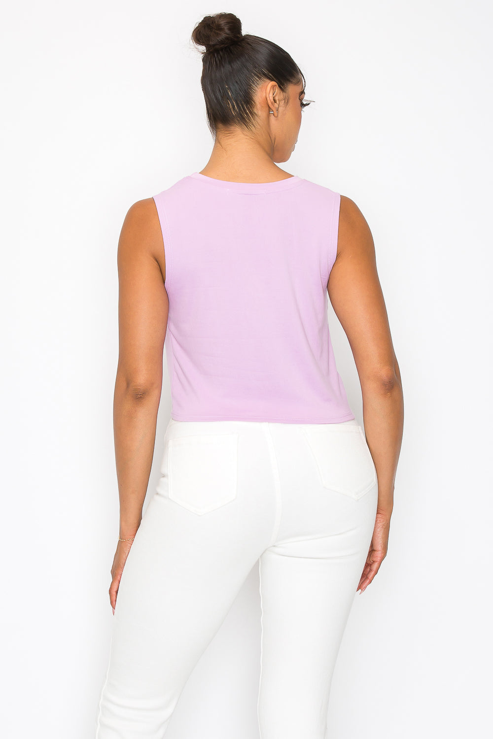 Front Twist Knot Tank Top - Lavender