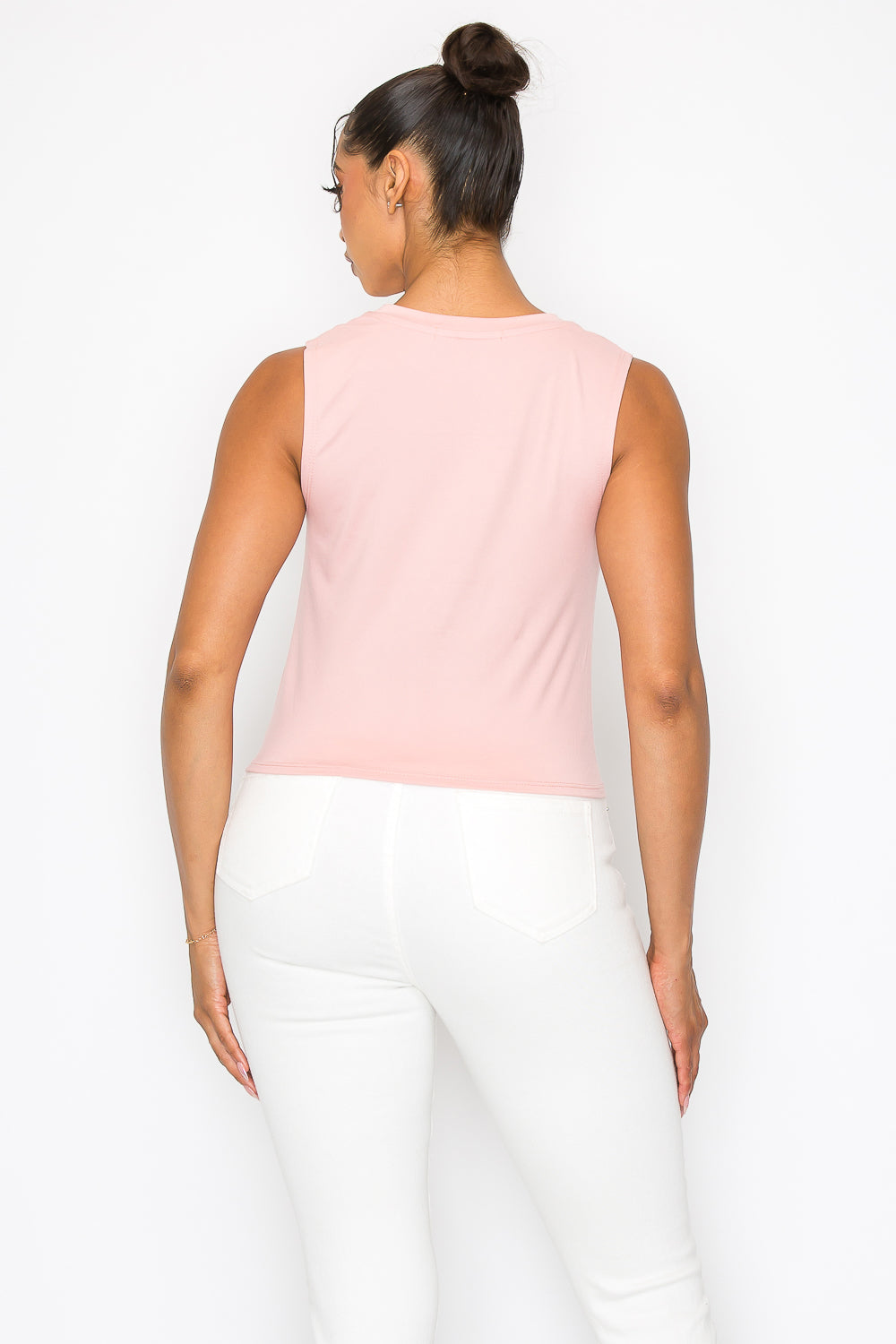 Front Twist Knot Tank Top - Rose