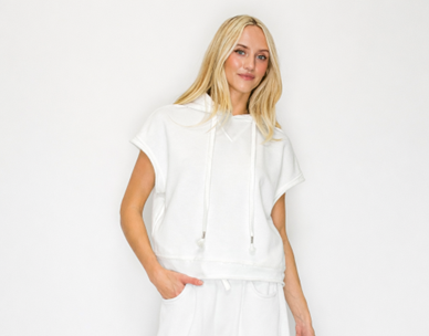 Short Sleeve French Terry Hoodie Tee